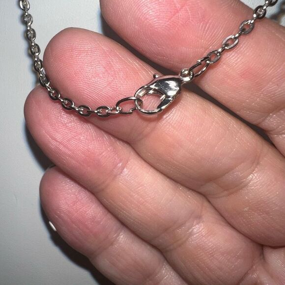 Faux Pearl and Rhinestone Rondel Beads on Silver Tone Chain - Picture 5 of 5